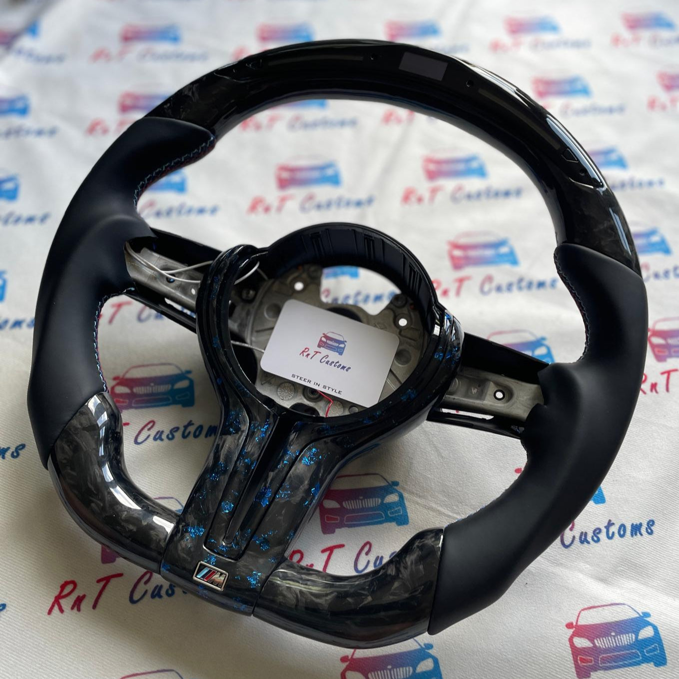 BMW Blue Forged Carbon LED Steering Wheel