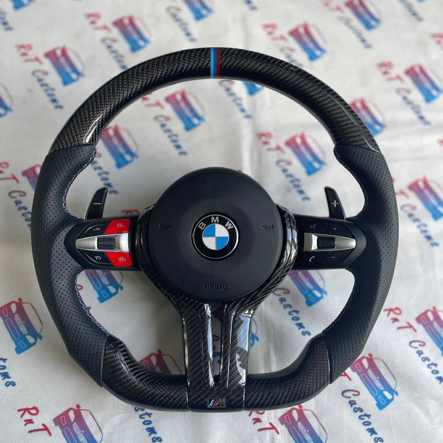 BMW Carbon Fibre Steering Wheel RED M buttons