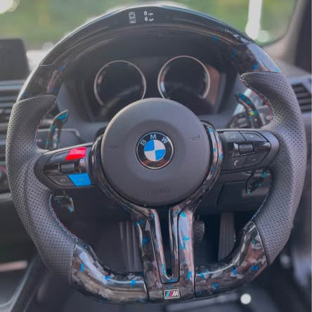 BMW F20 Blue Forged Carbon Fibre Steering Wheel 