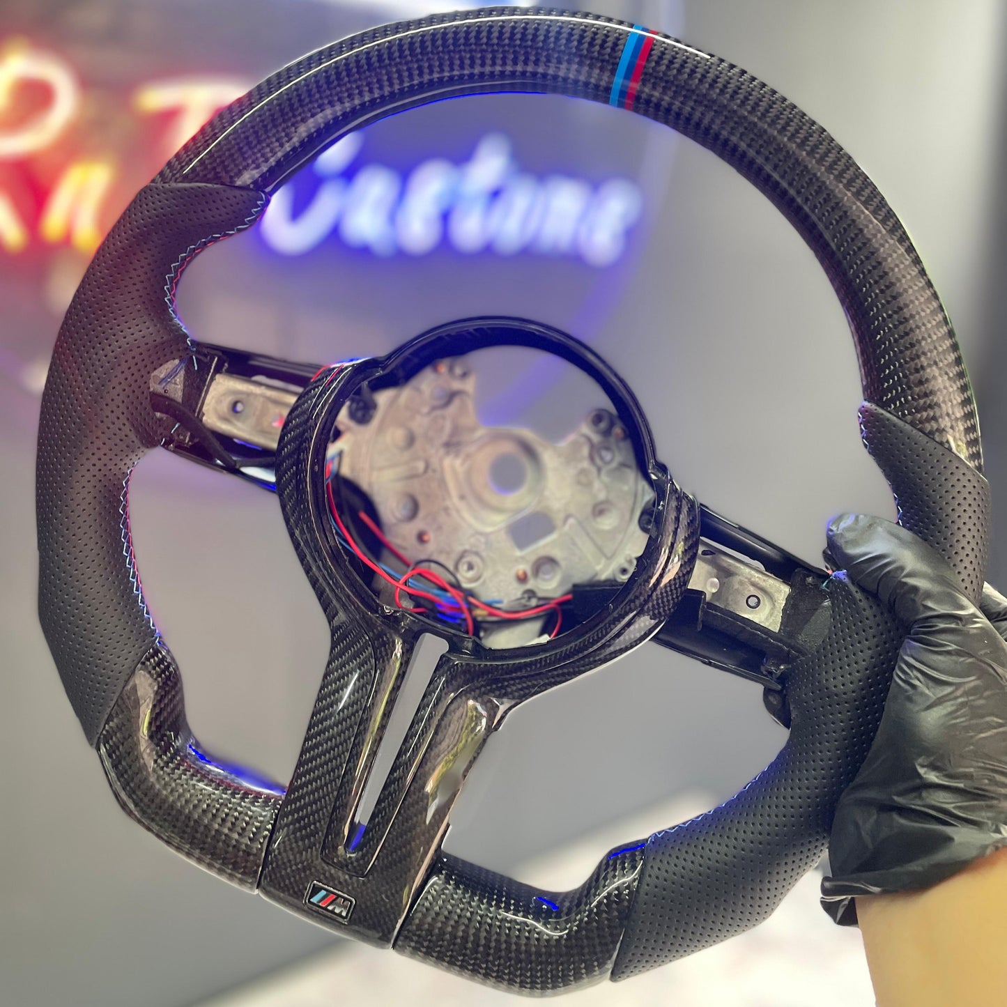 BMW Gloss Carbon Fibre Flatbottom Steering Wheel
