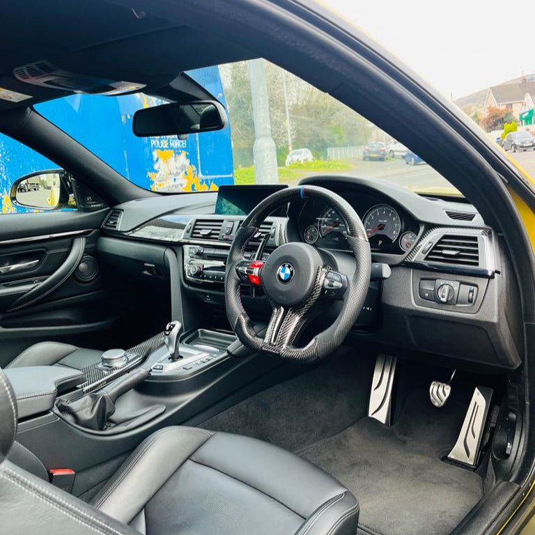 BMW M4 Carbon Fibre Flatbottom Steering Wheel Carbon Paddle Shifters