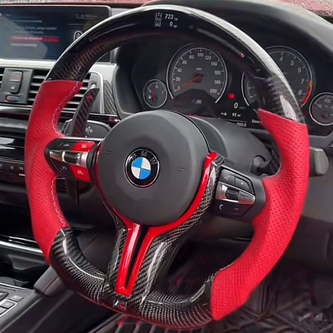 BMW M4 LED Carbon Fibre Flatbottom Steering Wheel