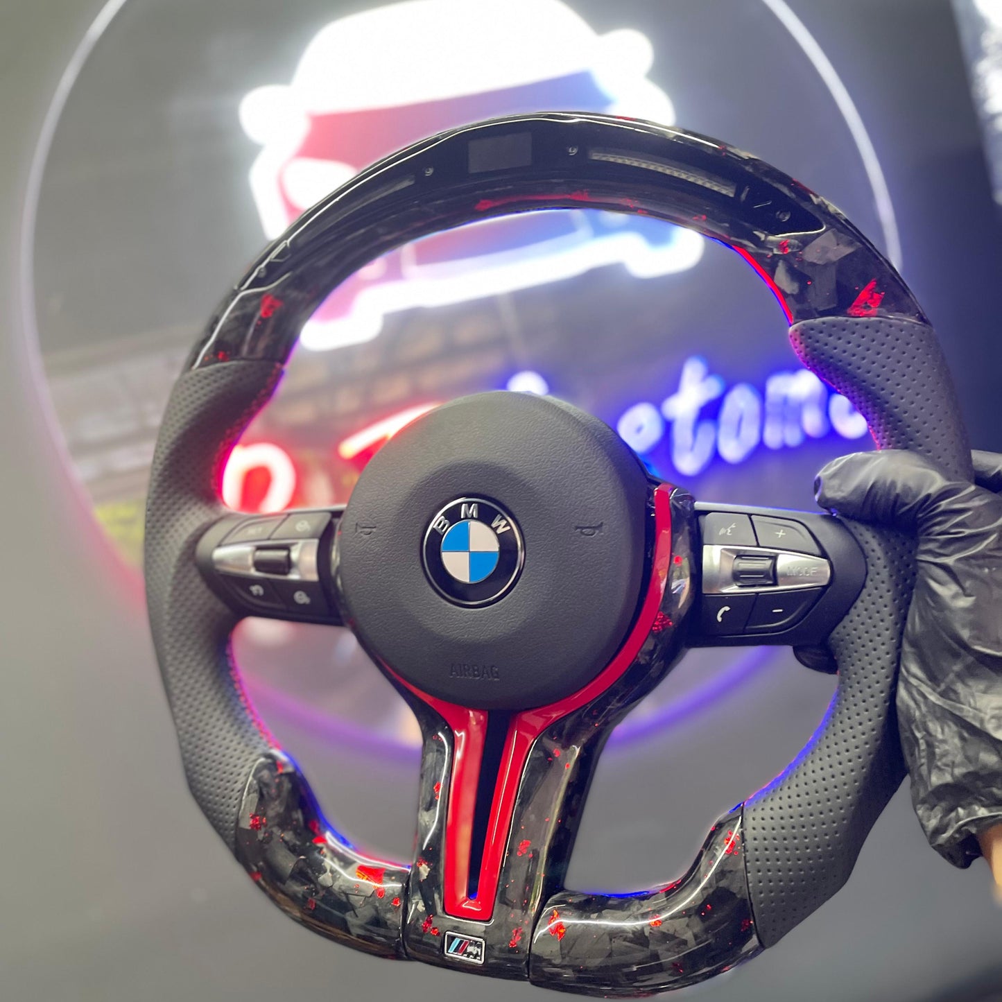BMW RED Forged Carbon Fibre LED Steering Wheel