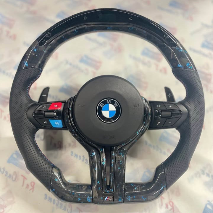 Blue Forged Carbon LED Steering Wheel BMW