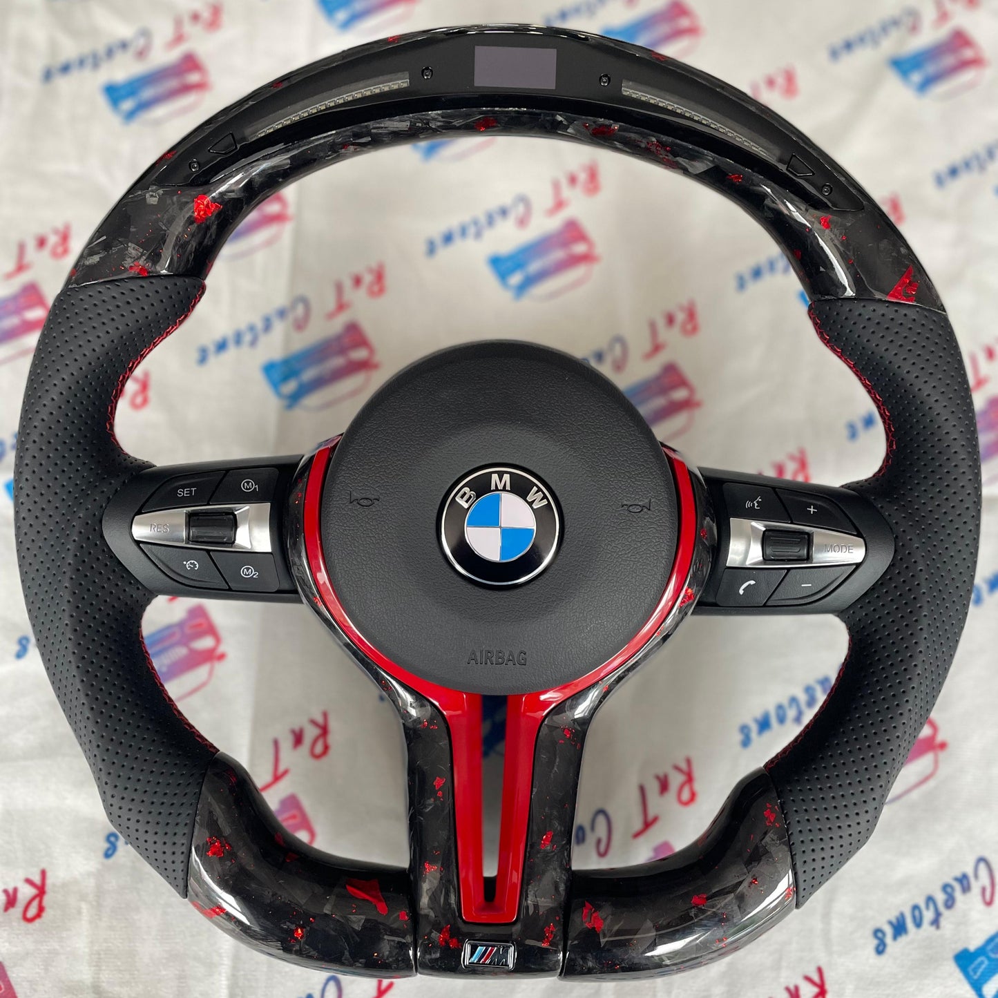 Custom BMW Forged Carbon Fibre Steering Wheel Red