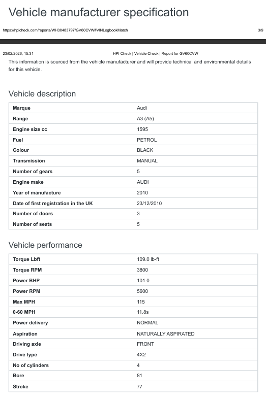 Audi A3 1.6 Technik MPI - Black
